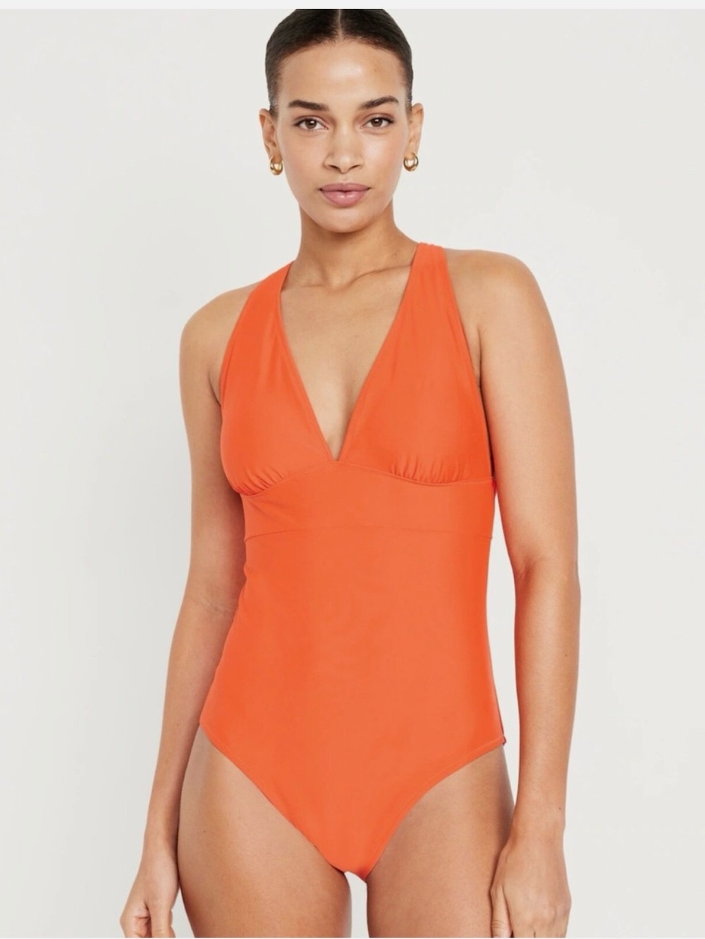 Old Navy Orange V-Neck One-Piece Swimsuit-Med